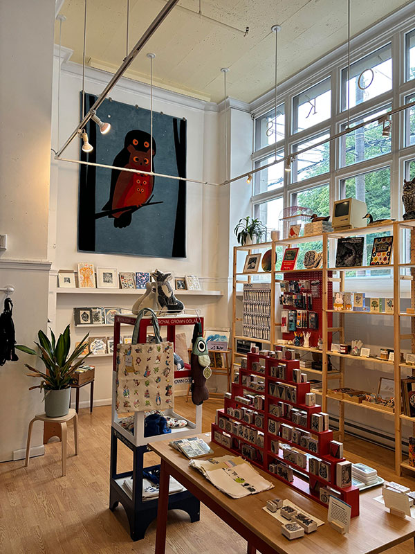 A view inside Pigeon Post Art & Books in Scranton, PA.