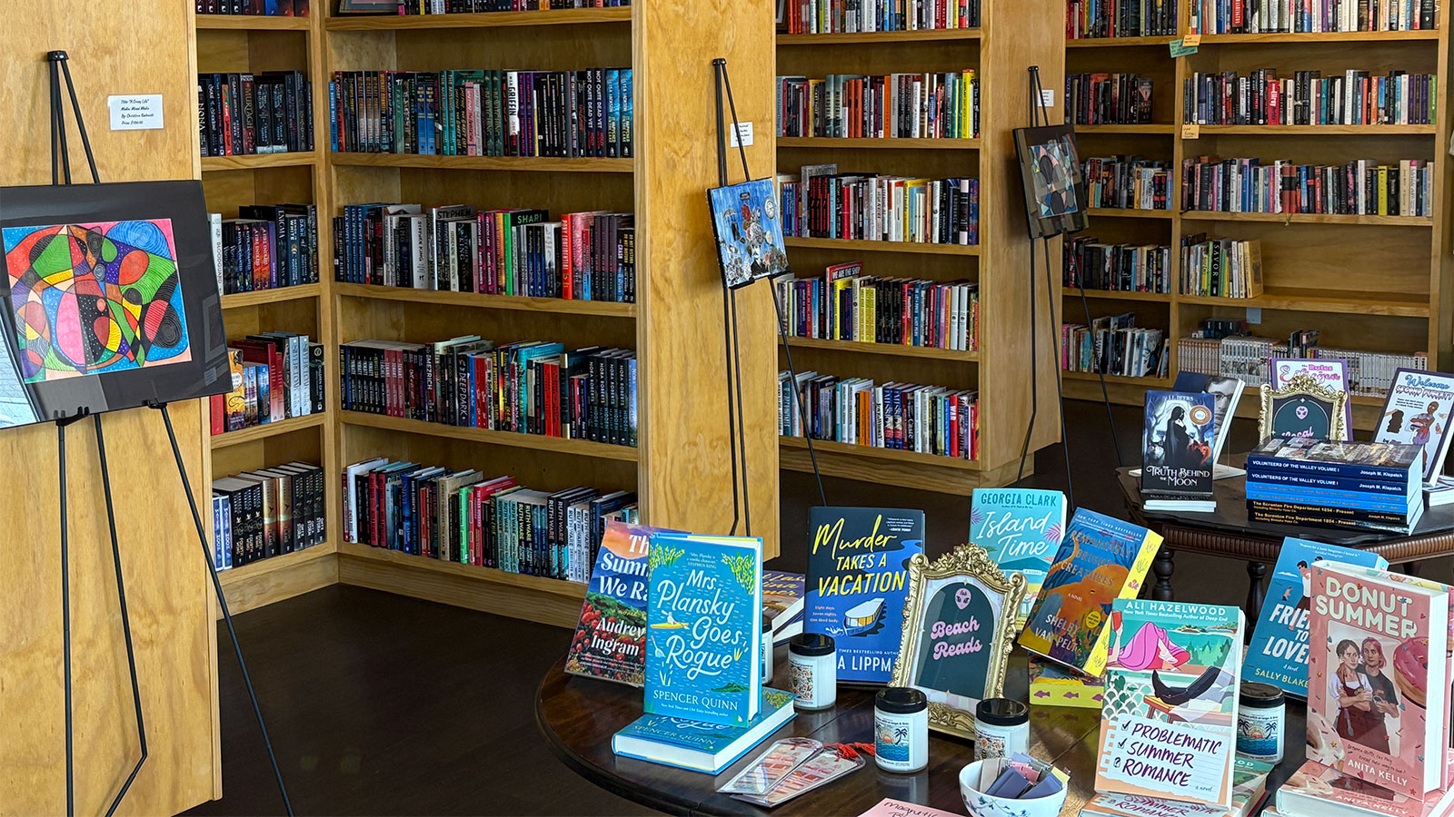 A view of the bookshelves inside Friendly Alien Books in Scranton, PA.