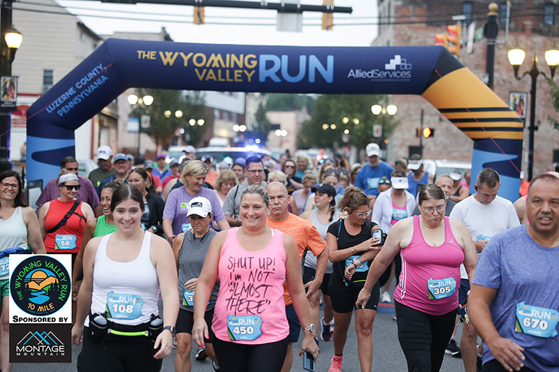 Walkers set off from the starting line at the Wyoming Valley run in Pittston, PA.