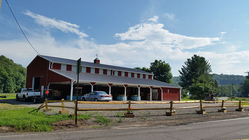 A barn building at Grassy Ridge Farms in Noxen, PA.