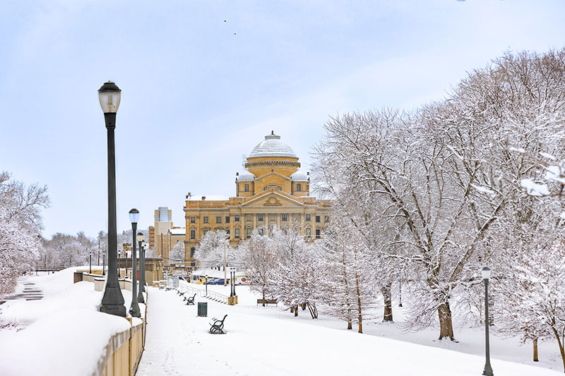 A view of the Luzerne County Courthouse in Wilkes-Barre after a snowfall.