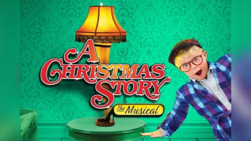 A character from A Christmas Story poses for a promotional flyer for the live action staged play version of the classic film.