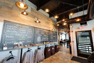 A look at the men u board inside Coffee Inclusive at the Waterfront Warehouse in Pittston, PA.