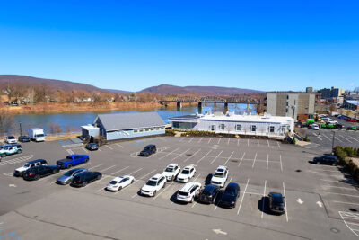 A rooftop view of the Susquehanna River from the Waterfront Warehouse in Downtown Pittston.