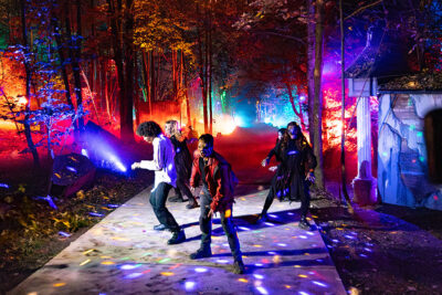 Actors dressed as zombies dance to Michael Jackson's Thriller during the hayride at Reaper's Revenge in Scott Twp., PA near Scranton.