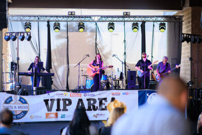 A band performs on stage during the Boots & Brews Music Festival at Clubhouse 315 in Wilkes-Barre, PA.