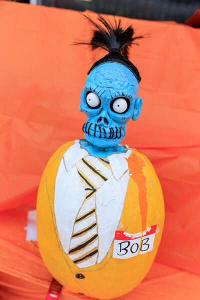 A pumpkin is decorated for halloween at the Luzerne County Fair in Dallas, PA.