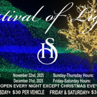 Flyer with la picture of lights for Festival of Lights at Stonehedge Golf Course.
