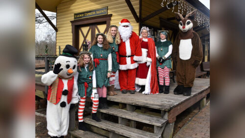 The character crew containing Santa and his Elves from the Santa Claus Express train ride in Kempton, PA.