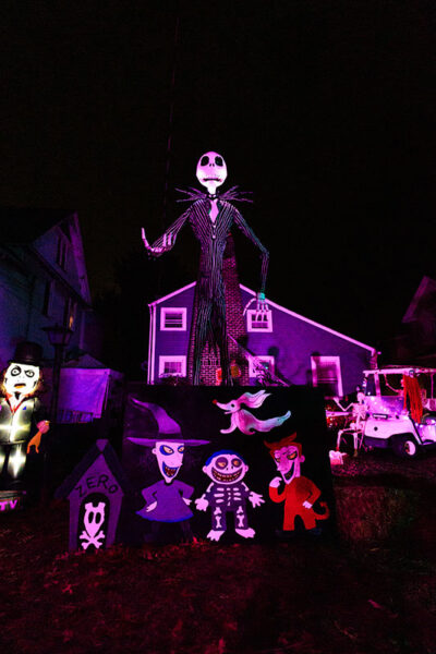 A festive home decorated with characters from the movie 