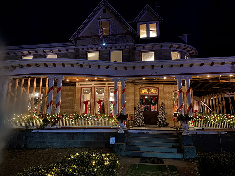 The Metcalf Mansion decorated for Christmas during Christmas in Our Hometown in Tunkhannock, PA.