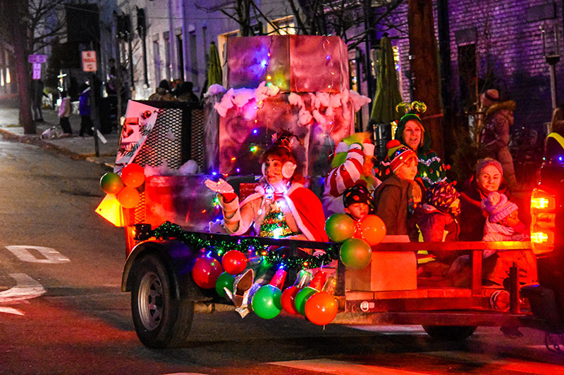 Participants in the parade during Christmas in Our Hometown in Tunkhannock, PA.