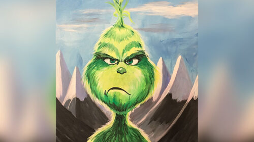 Flyer for the Grinch Paint and Sip at Art n Vino in Pittston, PA.