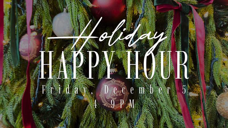 Flyer for the Holiday Happy Hour at the Bobbin Bar Pop-Up at Lace Village in Scranton, PA.