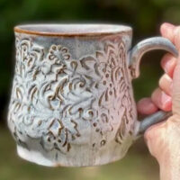 A handmade mug from the pottery classes at the Hazleton Art League in Hazleton, PA.
