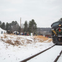 The WinterFest celebration on the side of the railroad tracks in Honesdale, PA.