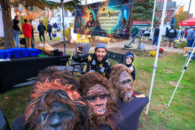 Two vendoes pose for the camera at the second annual Carbondalien Festival in Carbondale, PA.