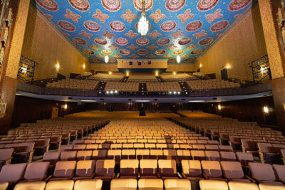 A view from the Weinberg Theatre stage looking out at the seats of the inside the Scranton Cultural Center in Scranton, PA.