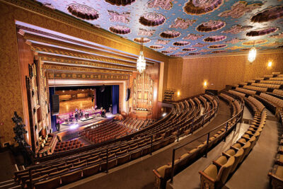 A view from the balcony seats of the Weinberg Theatre stage inside the Scranton Cultural Center in Scranton, PA.