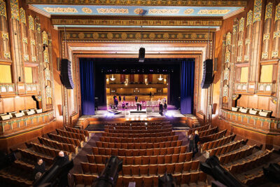 A view from the balcony seats of the Weinberg Theatre stage inside the Scranton Cultural Center in Scranton, PA.