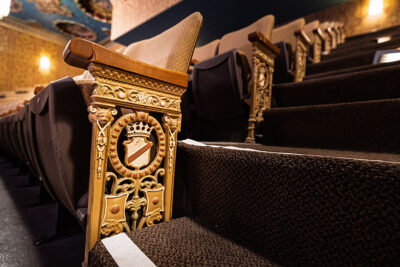 Artwork captured in the seats at the Weinberg Theatre inside the Scranton Cultural Center in Scranton, PA.