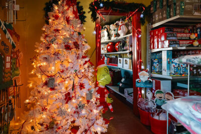 A Christmas tree at Main Hardware Christmasland