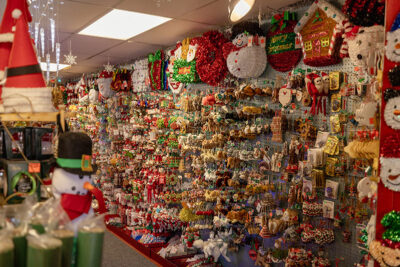 Fully stocked shelves at Main Hardware Christmasland