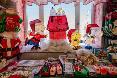Charlie Brown and friends at Main Hardware Christmasland