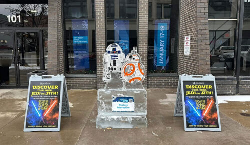 A Star Wars-themed ice sculpture at Downtown on Ice in Scranton, PA.