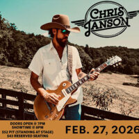 Promotional image for Chris Janson’s Wild Horses Untamed Tour at Penn’s Peak in Jim Thorpe, showing Chris Janson holding a guitar outdoors with text including “Feb. 27, 2026” and showtime details.