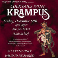 Cocktails with Krampus event flyer at The Strange and Unusual in Kingston, PA.