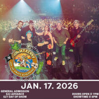 Promotional image for Jimmy Kenny & the Pirate Beach Band at Penn’s Peak in Jim Thorpe, featuring the band posing in front of a crowd with event text including “Jan. 17, 2026,” ticket prices, and showtime information.