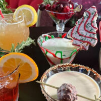 Festive holiday cocktails at Jingle Christmas pop-up bar at Slingshots Bar and Grill in Moscow, PA.