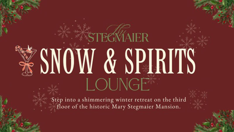 Flyer for the Snow and Spirits Pop-Up Bar at The Stegmaier Mansion in Wilkes-Barre, PA.