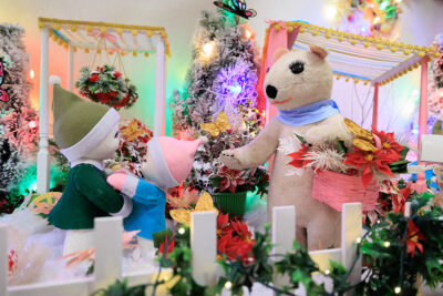 Vintage Christmas decorations of bears and snowmen are on display at the Saint Nick's Display in Waymart, PA.