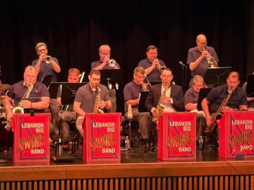 Members of the Lebanon Big Swing Band perform on stage during the Les Brown Big Band Festival in Schuylkill County.