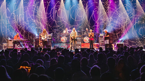 Dark Star Orchestra performing onstage under colorful concert lighting, appearing at the F.M. Kirby Center in Wilkes-Barre, PA.