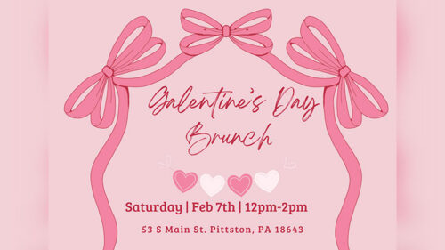 A flyer for the Galentines Day Brunsh event at Rikasa in Pittston, PA.