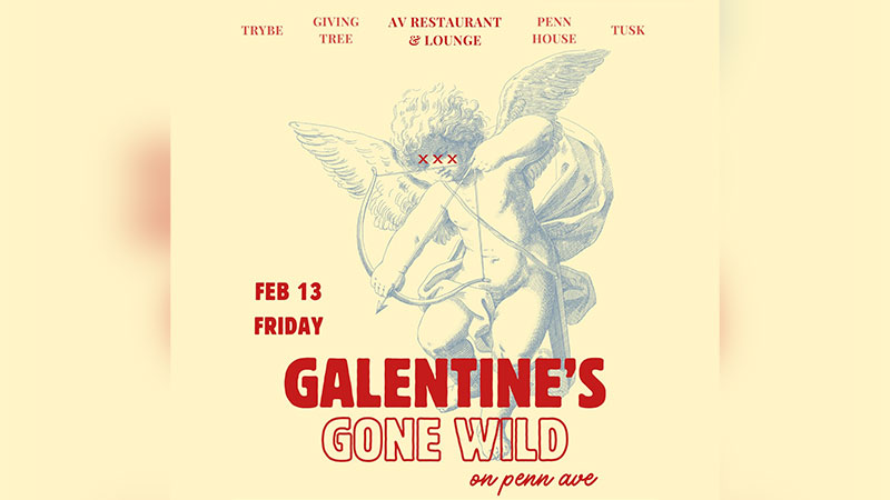 A flyer promoting Galentines Gone Wild on Penn Ave in Scranton, PA.