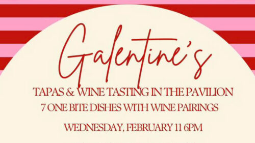 A flyer for the Galentines Tapas and wine tasting event at The Beaumont Inn in Dallas, PA.