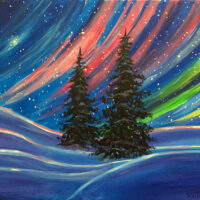 Northern Lights painting from Art N Vino in Pittston, PA.