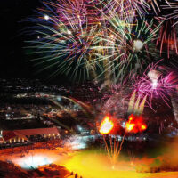 Fireworks lighting up the night sky during the Presidents’ Day Fireworks Celebration and Torchlight Parade at Montage Mountain Resorts in Scranton, PA.