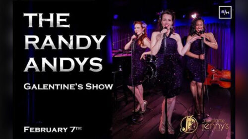 A flyer featuring three performers from the Randy Andys for the Galentines Day Show at Madame Jenny's in Scranton, PA.