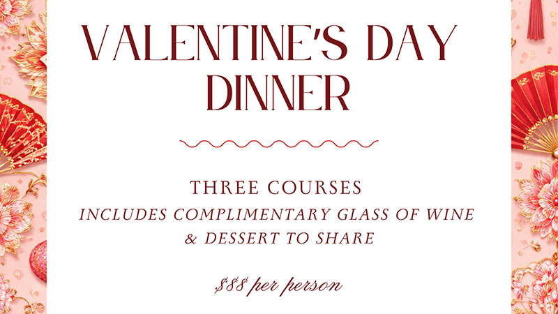Flyer for the Valentine's Day Dinner at Formosa Restaurant in Clarks Summit, PA