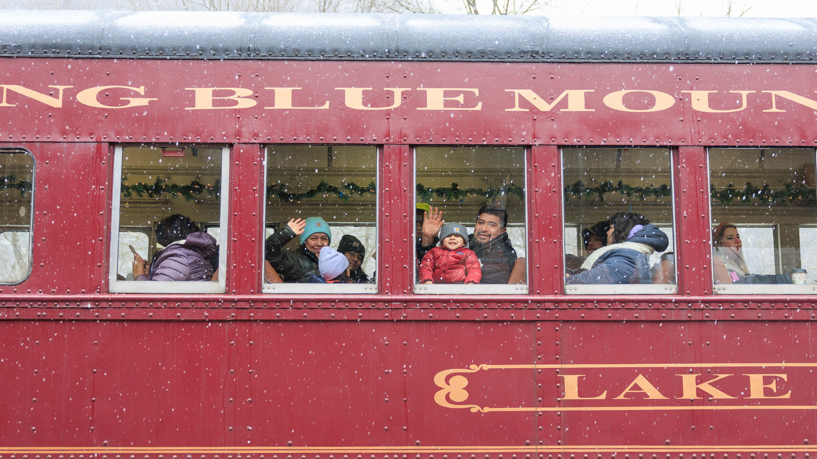 Families ride the Lehigh Gorge Scenic Railway during Jim Thorpe's annual Winterfest.