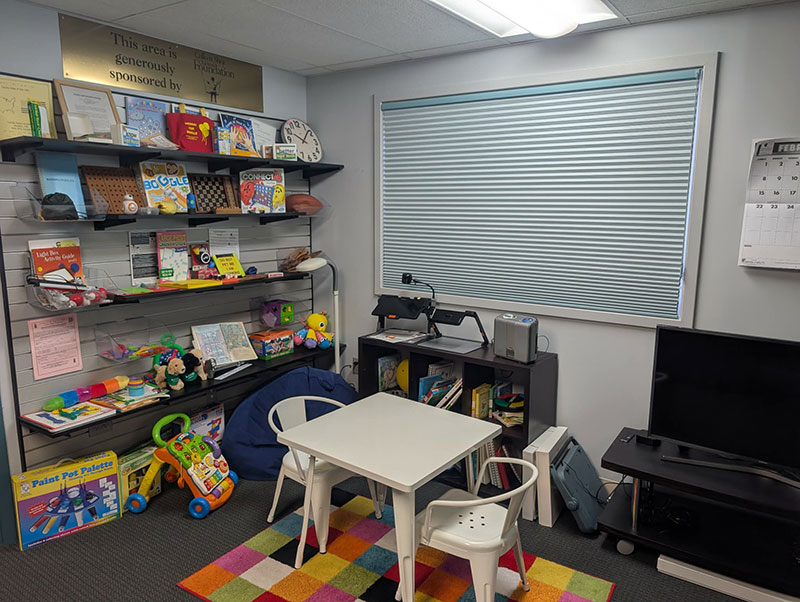 A children's corner at the Vision Resource Center at Northeast Sight Services in Exeter, PA.