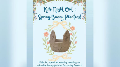 Flyer promoting Kids night out Easter Craft workshop.