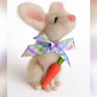 A felt bunny from the Spring Bunny wool felting class held at the Crooked branch in West Pittston, PA.