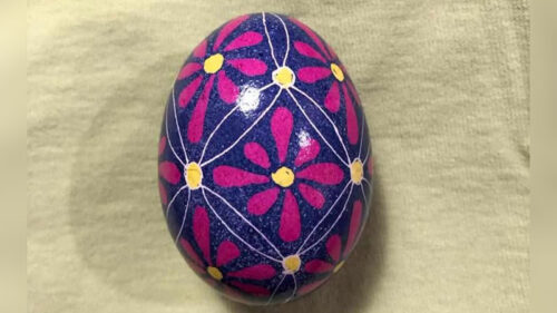 A painted Easter Egg from the Spring Pysanky Egg Class at Back Mountain Makery in Dallas, PA.