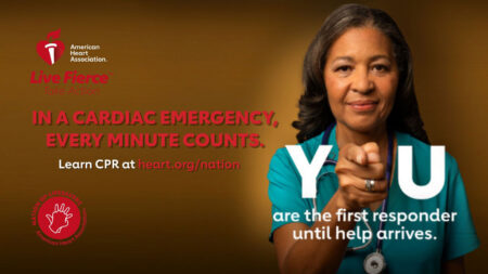 A nurse points at the reader letting them know that they can take charge of their heart health during Heart Month.